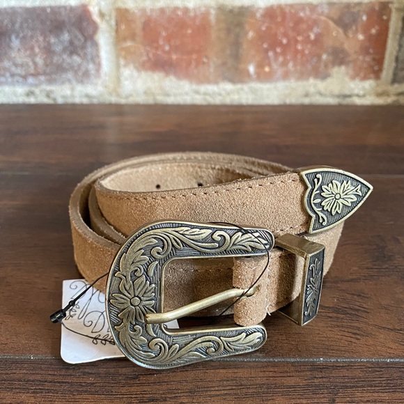 Free People Accessories - Free People Wildwood Belt Brown Suede Western S/M